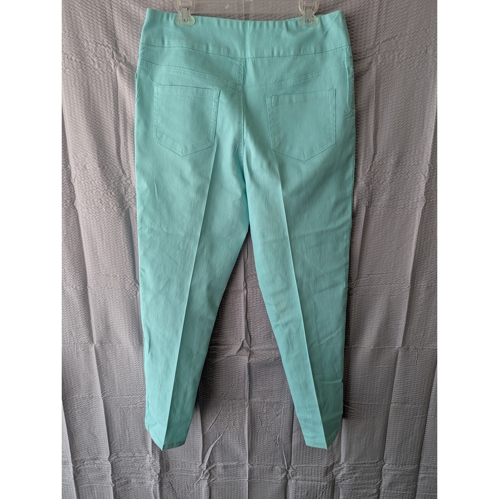 Blair Womens Aqua Turquoise Pull On Straight Leg Pants 14MS Stretch Flat Front - Picture 5 of 11